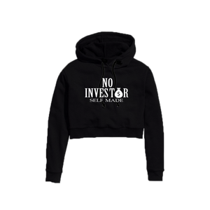 No Investor Crop Top Hoodie (Black)